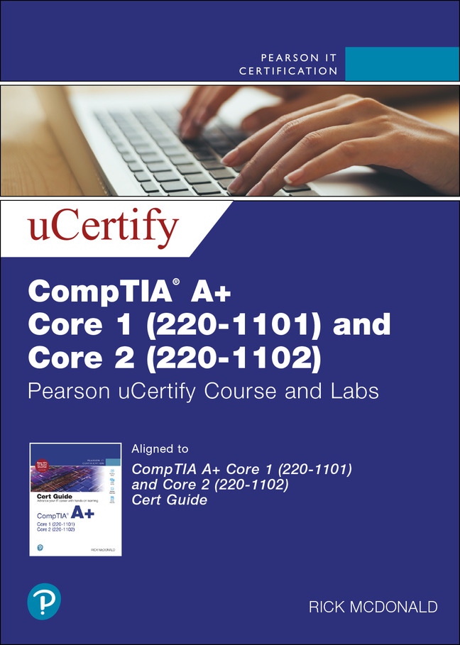 Picture of CompTIA A+ Core 1 (220-1101) and Core 2 (220-1102) Pearson uCertify Course and Labs Access Code Card