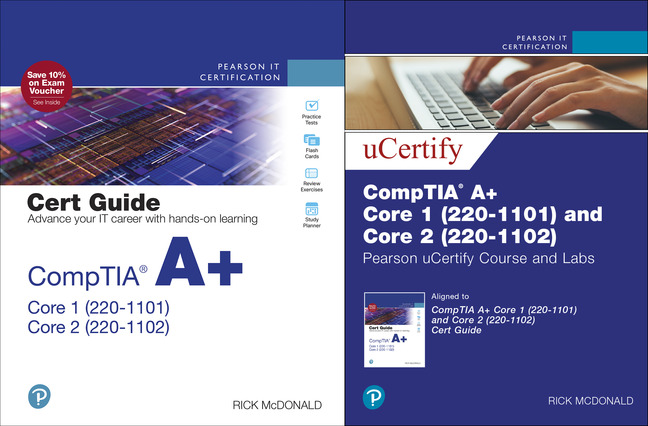 Picture of CompTIA A+ Core 1 (220-1101) and Core 2 (220-1102) Pearson uCertify Course and Labs Card and Textbook Bundle