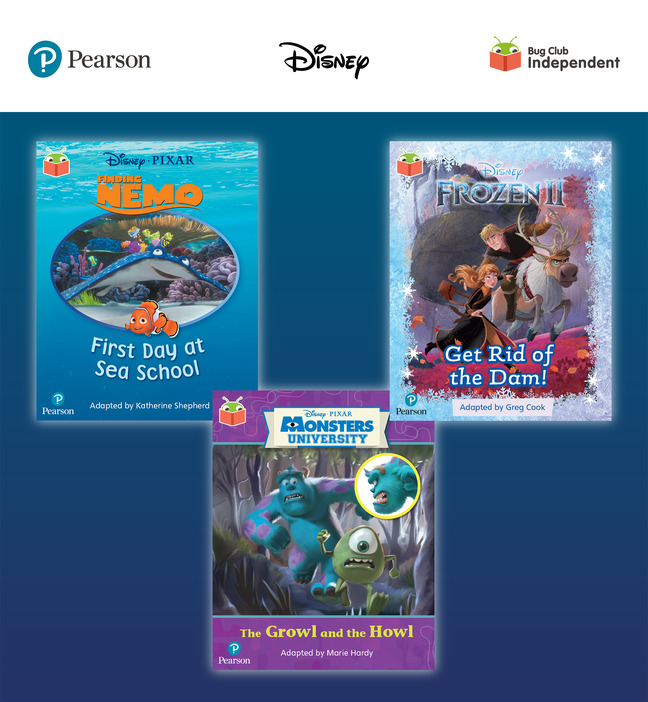 Picture of Pearson Bug Club Disney Reception Pack A, including decodable phonics readers for phases 1 to 3; Finding Nemo: First Day at Sea School, Frozen 2: Get Rid of the Dam! and Monsters, Inc: The Growl and the Howl