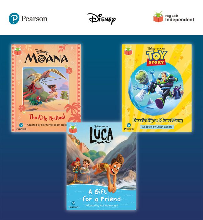 Picture of Pearson Bug Club Disney Year 1 Pack B, including decodable phonics readers for phase 5: Moana: The Kite Festival, Toy Story: Buzz's Trip to Planet Zurg, Luca: A Gift for a Friend