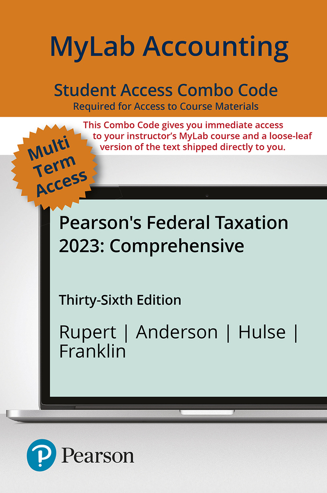 Picture of MyLab Accounting with Pearson eText + Print Combo Access Code for Pearson's Federal Taxation 2023 Comprehensive