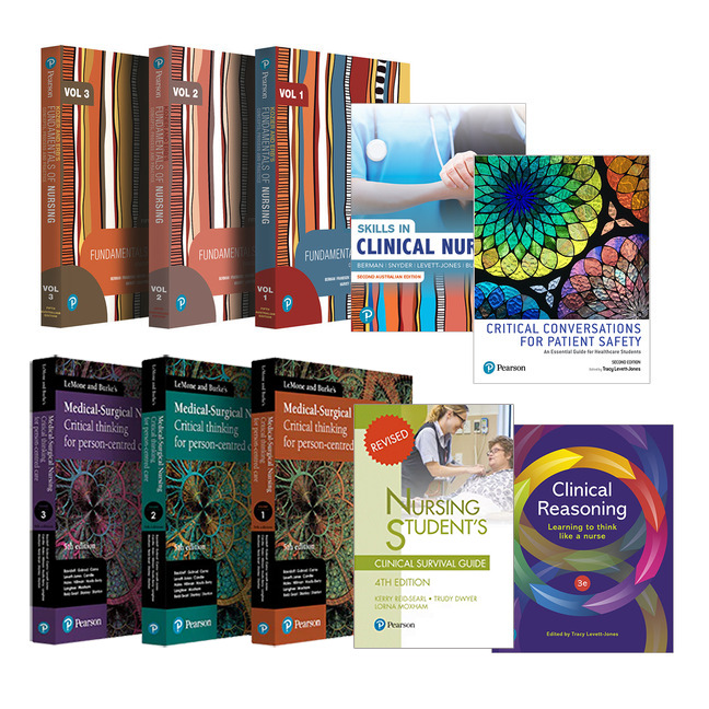 Picture of Kozier and Erbs Fundamentals of Nursing, Volumes 1-3 + LeMone and Burkes Medical-Surgical Nursing + Skills in Clinical Nursing + Clinical Reasoning + Critical Conversations + Nursing Students Clinical Survival Guide (Package)